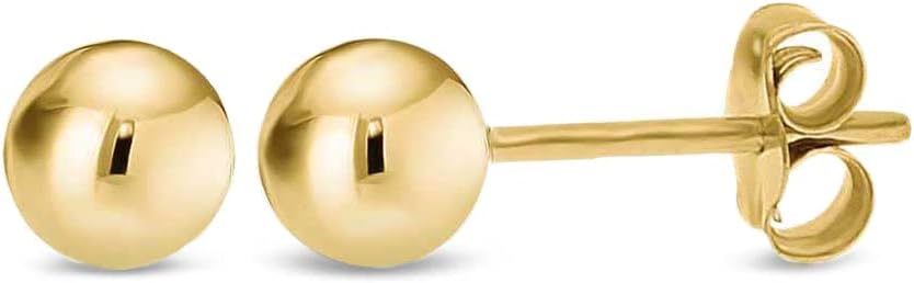 Women's 14K Gold Filled Ball Stud Earrings - Polished Round Domes from 3mm to 9mm for Sensitive Ears - 8Mm