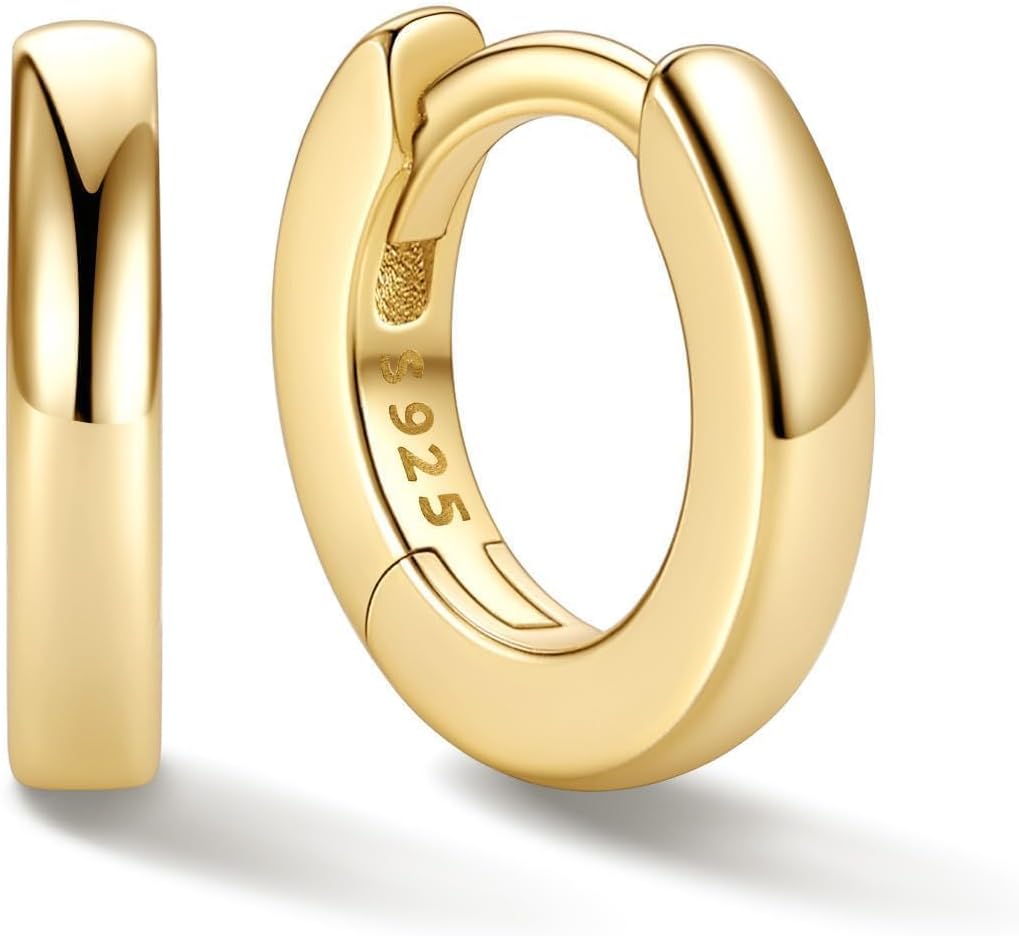 Women's 925 Sterling Silver Huggie Hoop Earrings - Eight Sizes from 6mm to 20mm, Four Finishes for Everyday Stacking - 1