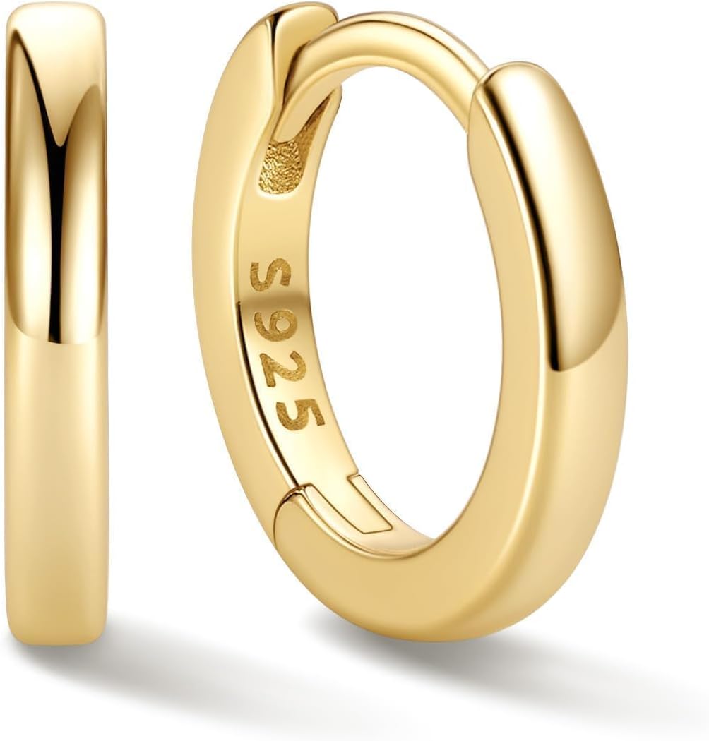 Women's 925 Sterling Silver Huggie Hoop Earrings - Eight Sizes from 6mm to 20mm, Four Finishes for Everyday Stacking - 2