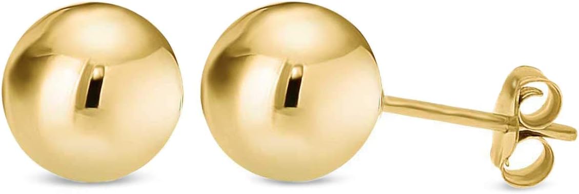 Women's 14K Gold Filled Ball Stud Earrings - Polished Round Domes from 3mm to 9mm for Sensitive Ears - 7Mm