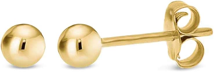 Women's 14K Gold Filled Ball Stud Earrings - Polished Round Domes from 3mm to 9mm for Sensitive Ears - 3Mm,4Mm,5Mm,6Mm,7