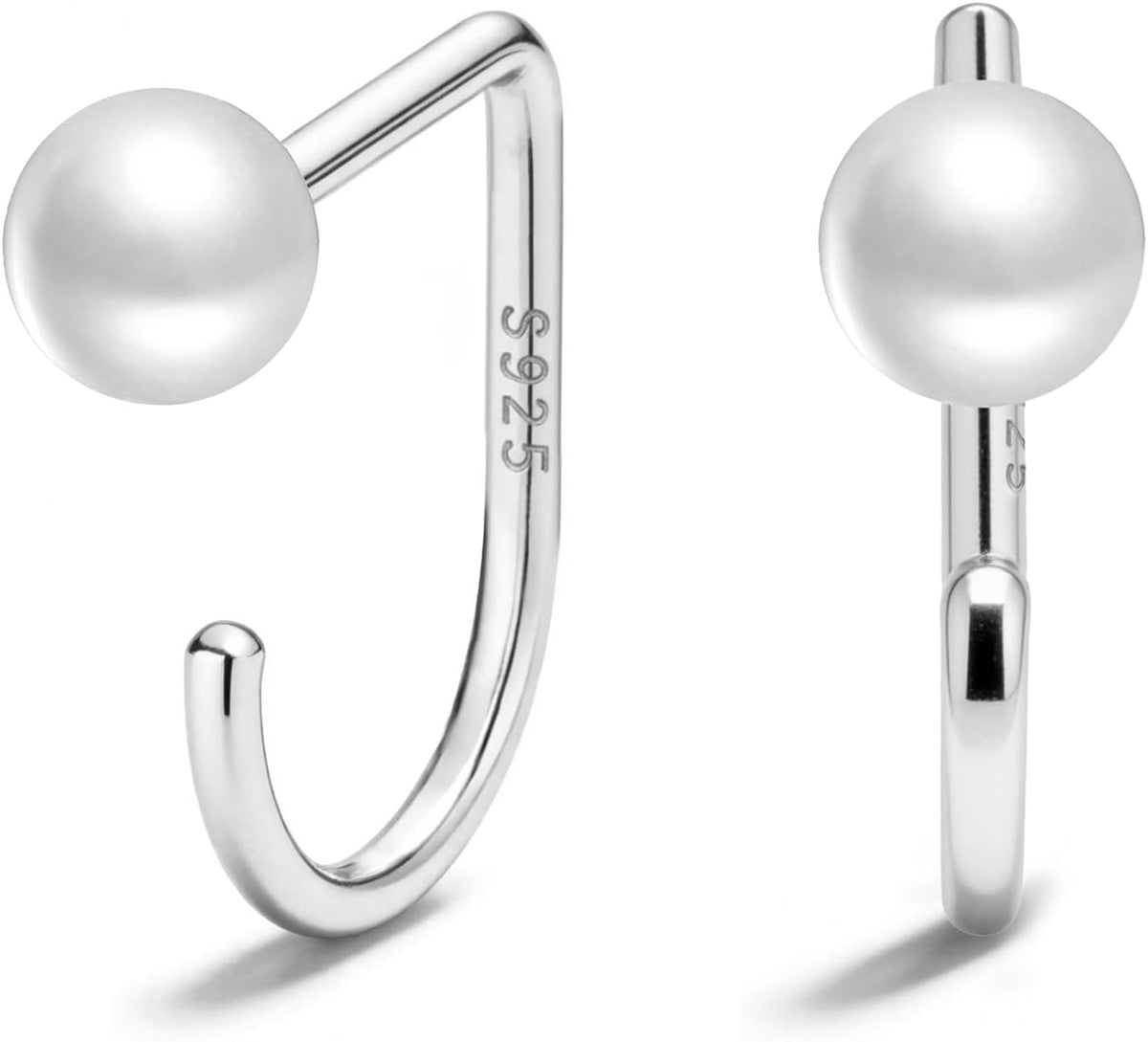 Sterling Silver Huggie Half Hoop Earrings - 14K Gold Plated, Poke Free Backs for Sleeping