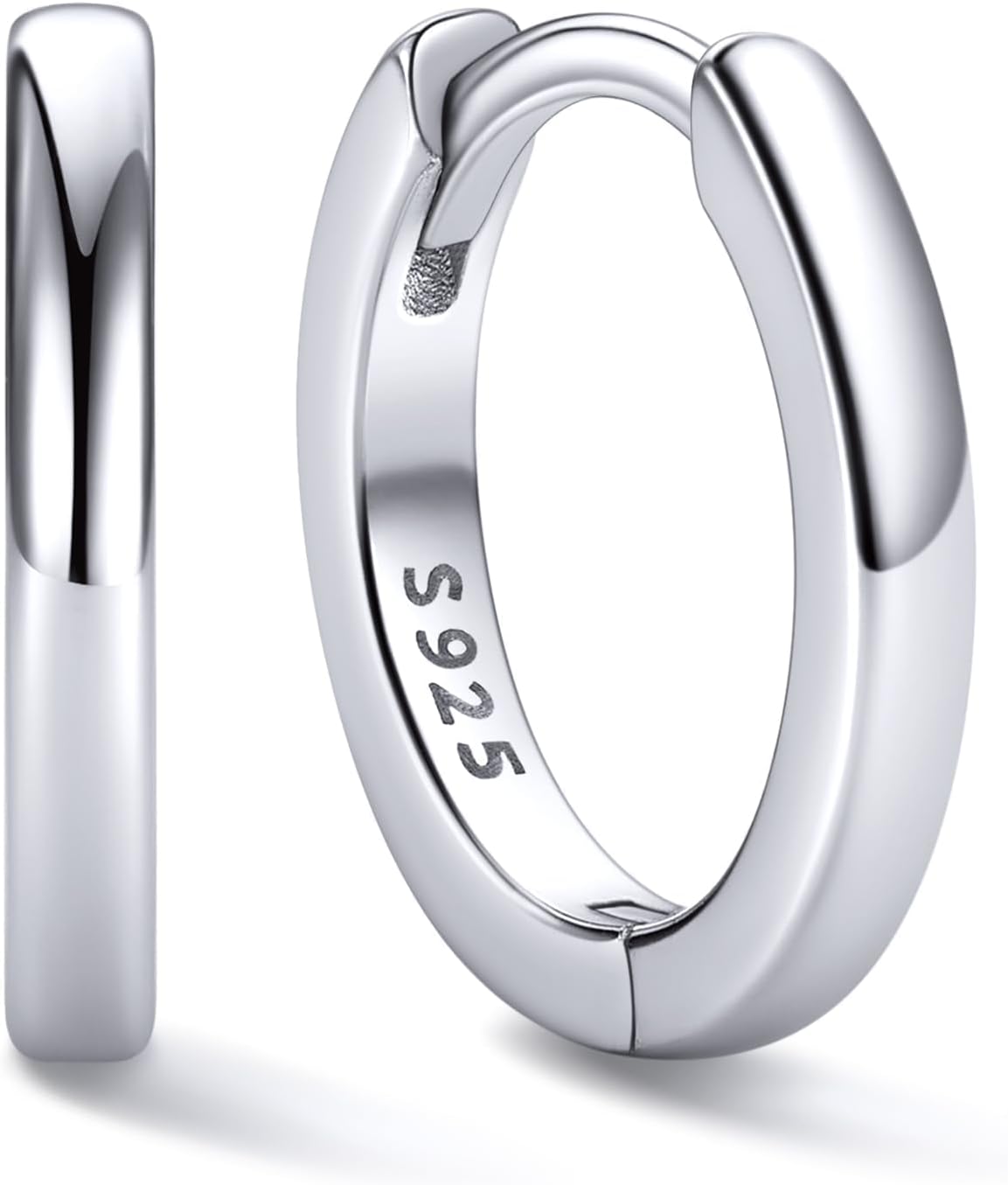 Women's 925 Sterling Silver Huggie Hoop Earrings - Eight Sizes from 6mm to 20mm, Four Finishes for Everyday Stacking - 1