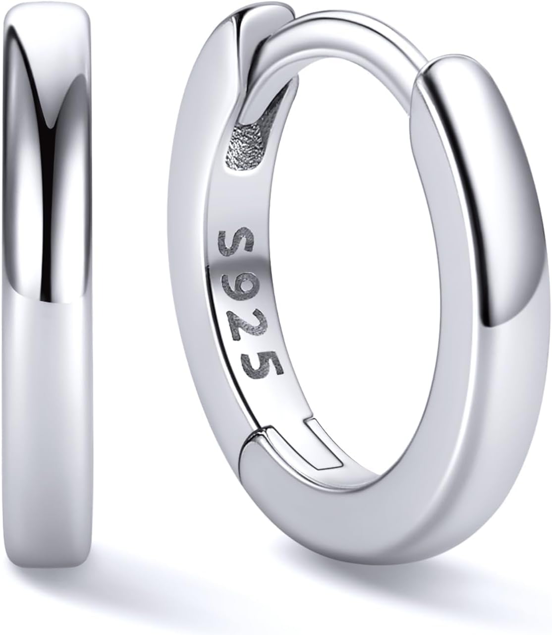 Women's 925 Sterling Silver Huggie Hoop Earrings - Eight Sizes from 6mm to 20mm, Four Finishes for Everyday Stacking - 6