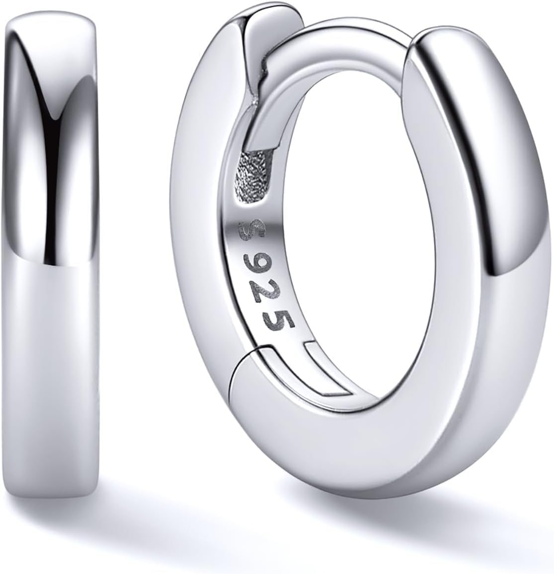Women's 925 Sterling Silver Huggie Hoop Earrings - Eight Sizes from 6mm to 20mm, Four Finishes for Everyday Stacking - 1