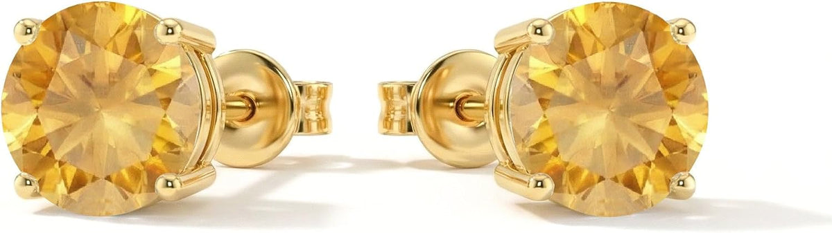 Women's Birthstone Stud Earrings - 925 Sterling Silver, 14K Gold Plated or Gold Vermeil, Thirteen Stones for Gifting - 0