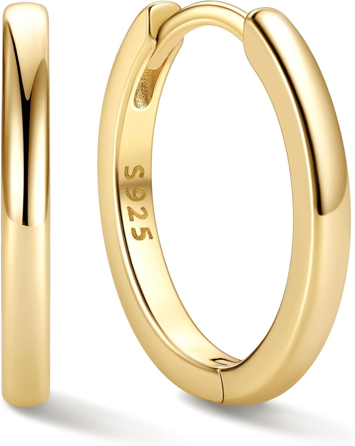 Women's 925 Sterling Silver Huggie Hoop Earrings - Eight Sizes from 6mm to 20mm, Four Finishes for Everyday Stacking - 1