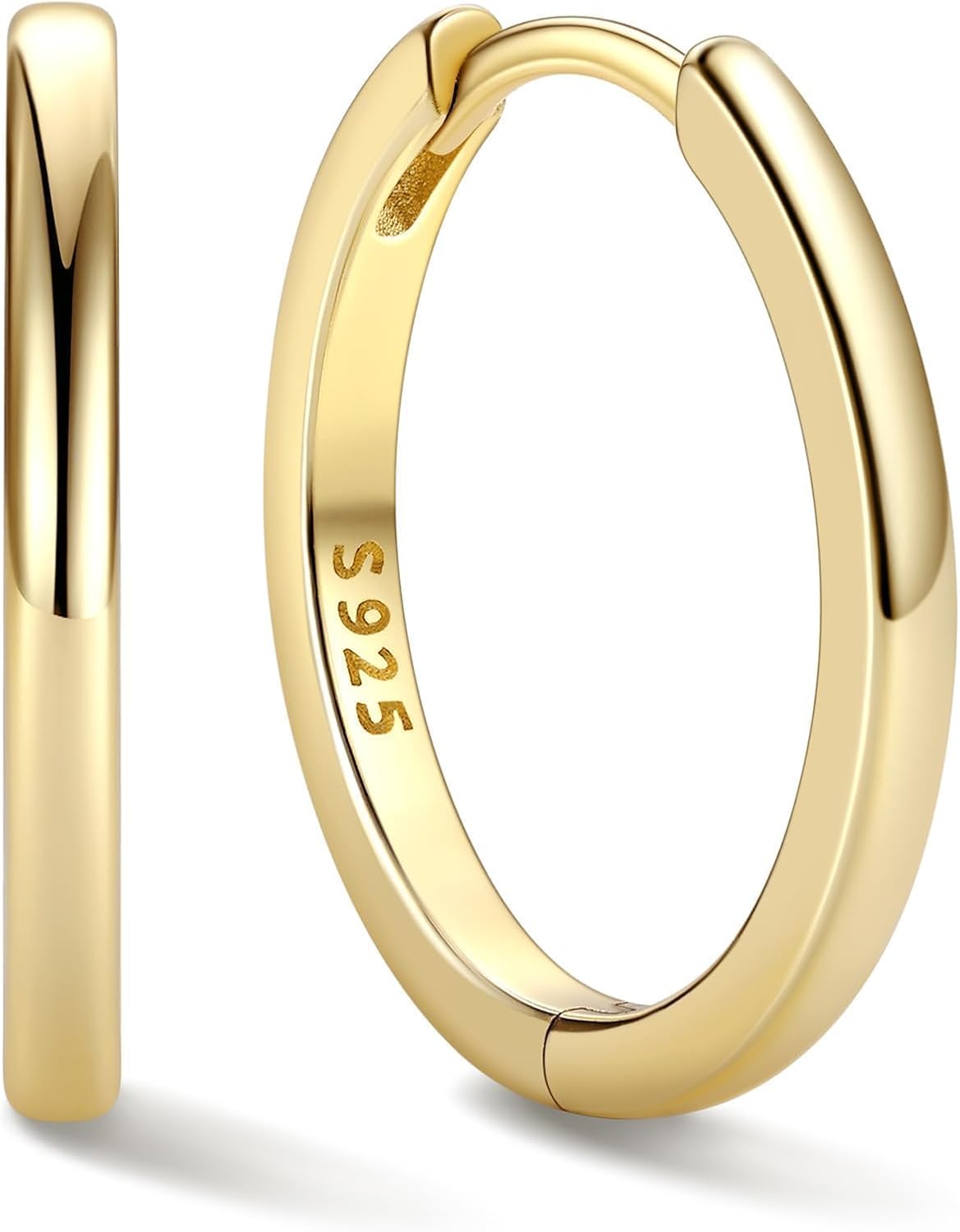 Women's 925 Sterling Silver Huggie Hoop Earrings - Eight Sizes from 6mm to 20mm, Four Finishes for Everyday Stacking - 1
