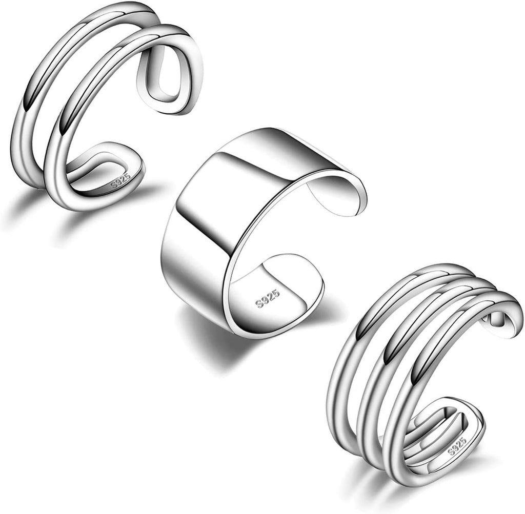 Women's 925 Sterling Silver Ear Cuffs - Non Piercing Adjustable Conch and Helix Cuffs in Thirty Styles for Layering - Ea