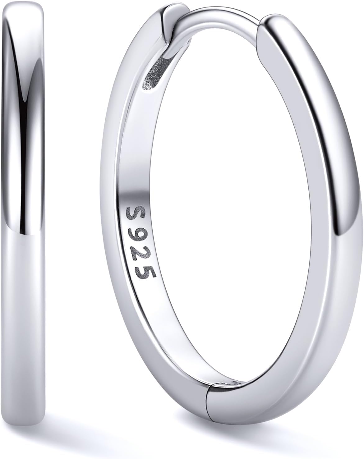 Women's 925 Sterling Silver Huggie Hoop Earrings - Eight Sizes from 6mm to 20mm, Four Finishes for Everyday Stacking - 6