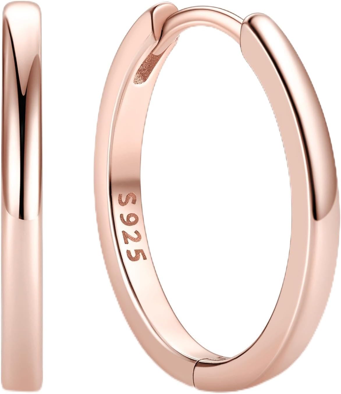Women's 925 Sterling Silver Huggie Hoop Earrings - Eight Sizes from 6mm to 20mm, Four Finishes for Everyday Stacking - 8