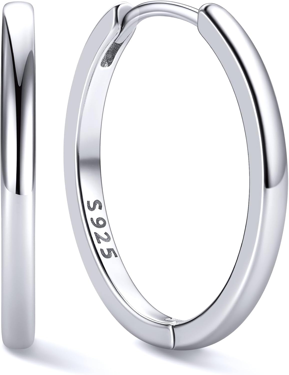 Women's 925 Sterling Silver Huggie Hoop Earrings - Eight Sizes from 6mm to 20mm, Four Finishes for Everyday Stacking - 1