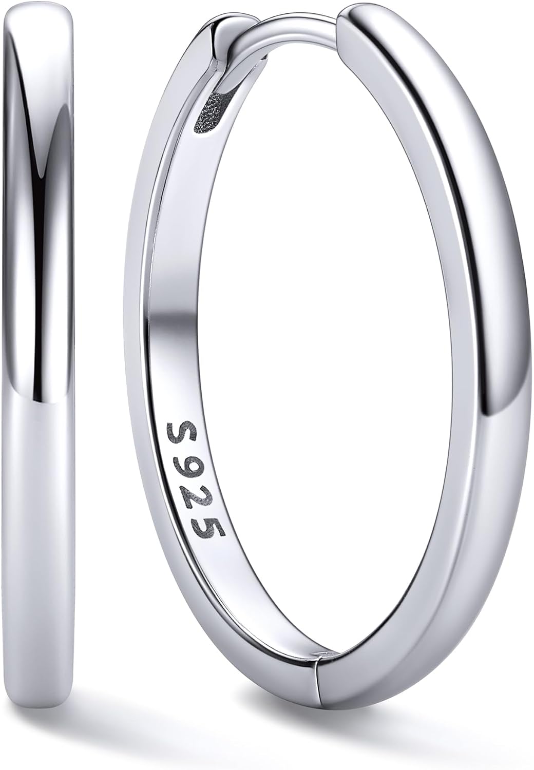 Women's 925 Sterling Silver Huggie Hoop Earrings - Eight Sizes from 6mm to 20mm, Four Finishes for Everyday Stacking - 2