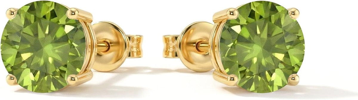 Women's Birthstone Stud Earrings - 925 Sterling Silver, 14K Gold Plated or Gold Vermeil, Thirteen Stones for Gifting - 0