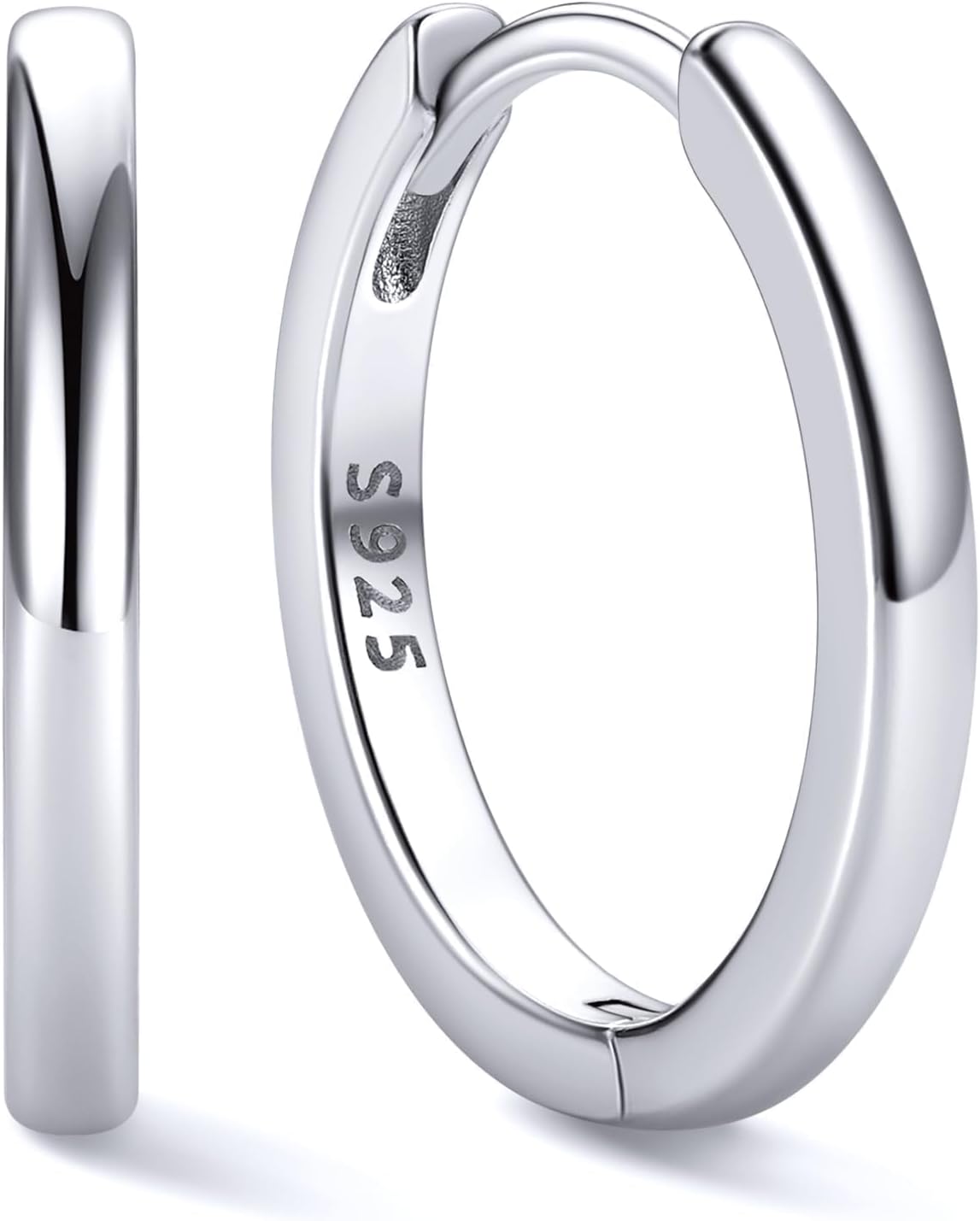 Women's 925 Sterling Silver Huggie Hoop Earrings - Eight Sizes from 6mm to 20mm, Four Finishes for Everyday Stacking - 1