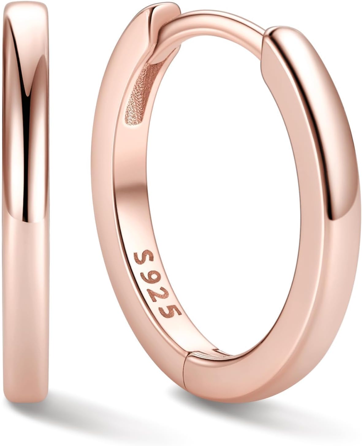 Women's 925 Sterling Silver Huggie Hoop Earrings - Eight Sizes from 6mm to 20mm, Four Finishes for Everyday Stacking - 8