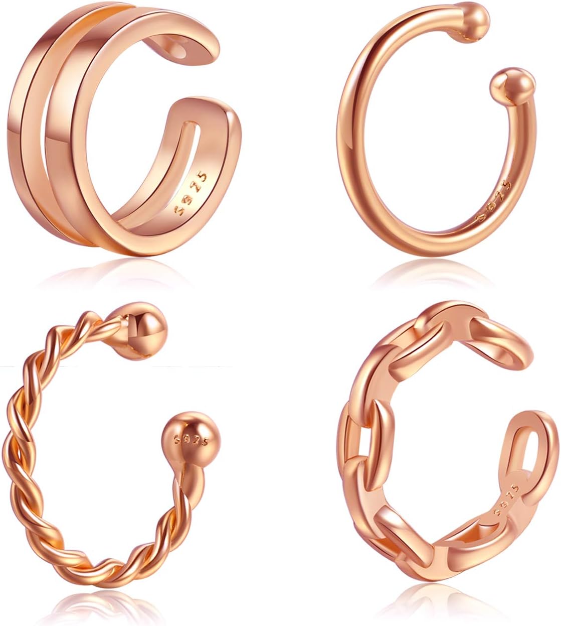 Sterling Silver Ear Cuffs - Non Piercing Adjustable Conch and Helix Cuffs, Thirty Styles