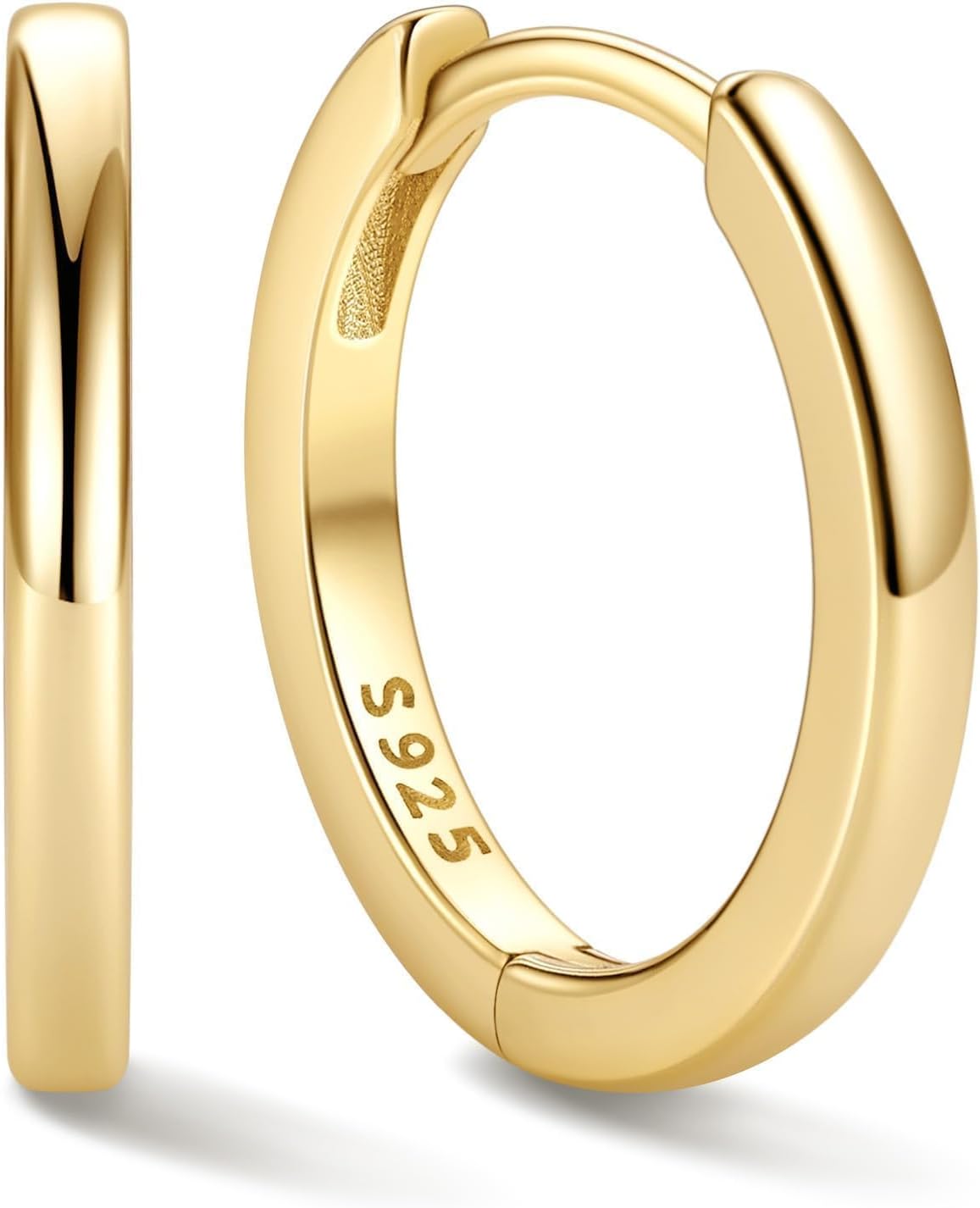 Women's 925 Sterling Silver Huggie Hoop Earrings - Eight Sizes from 6mm to 20mm, Four Finishes for Everyday Stacking - 1
