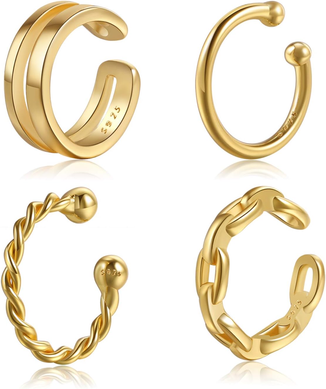 Sterling Silver Ear Cuffs - Non Piercing Adjustable Conch and Helix Cuffs, Thirty Styles