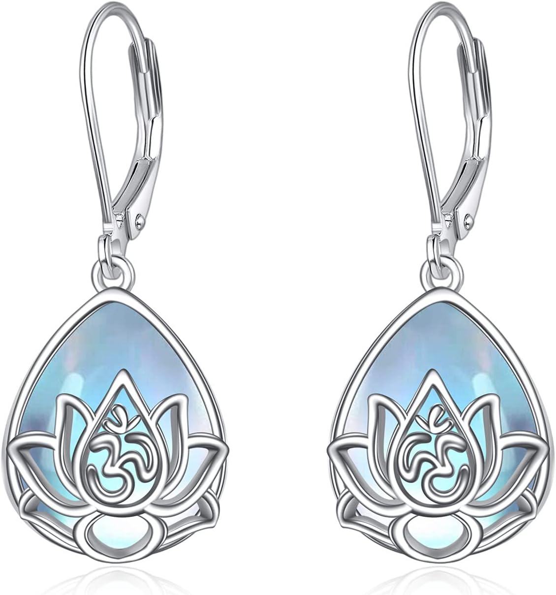 Sterling Silver Lotus Flower Drop Earrings - Openwork Petals, Nine Motif Styles