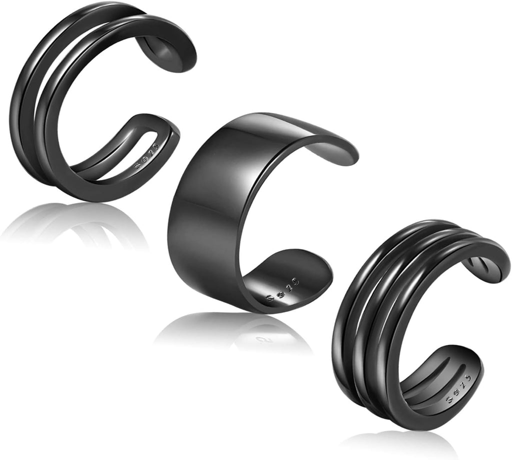 Women's 925 Sterling Silver Ear Cuffs - Non Piercing Adjustable Conch and Helix Cuffs in Thirty Styles for Layering - Ea