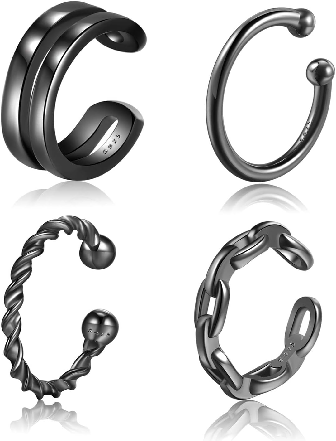 Sterling Silver Ear Cuffs - Non Piercing Adjustable Conch and Helix Cuffs, Thirty Styles