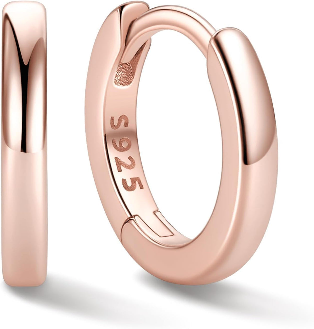 Women's 925 Sterling Silver Huggie Hoop Earrings - Eight Sizes from 6mm to 20mm, Four Finishes for Everyday Stacking - 1