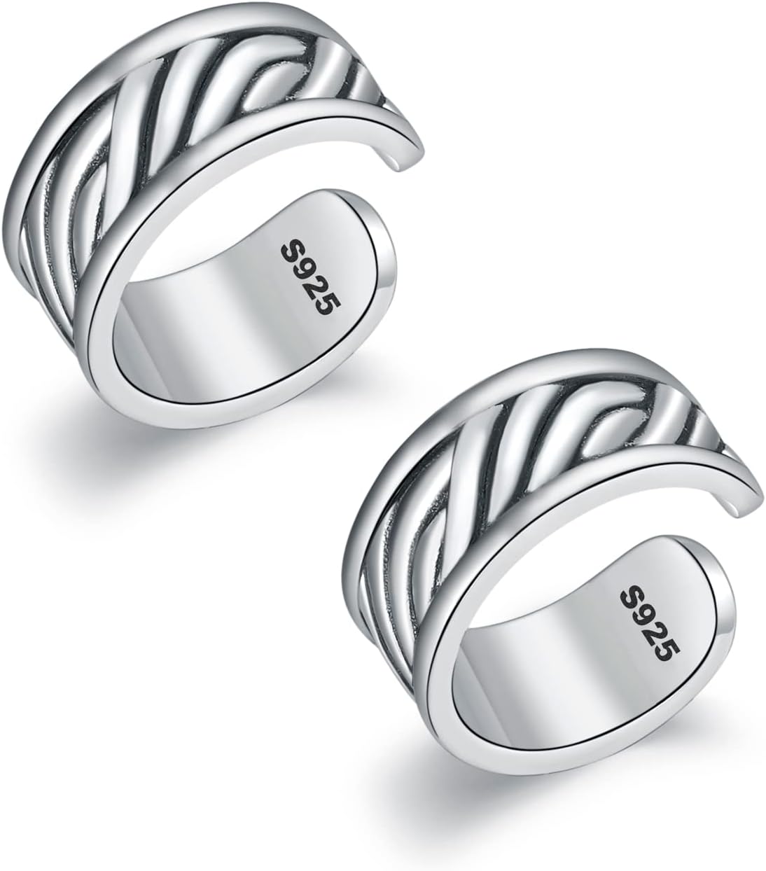 Women's 925 Sterling Silver Ear Cuffs - Non Piercing Adjustable Conch and Helix Cuffs in Thirty Styles for Layering - Ea
