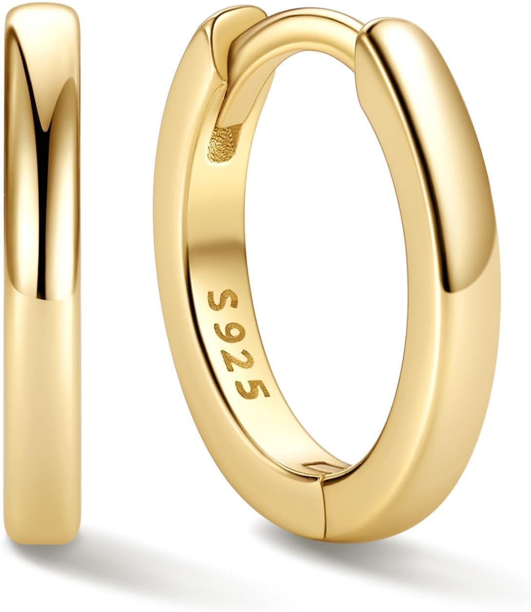 Women's 925 Sterling Silver Huggie Hoop Earrings - Eight Sizes from 6mm to 20mm, Four Finishes for Everyday Stacking - 1