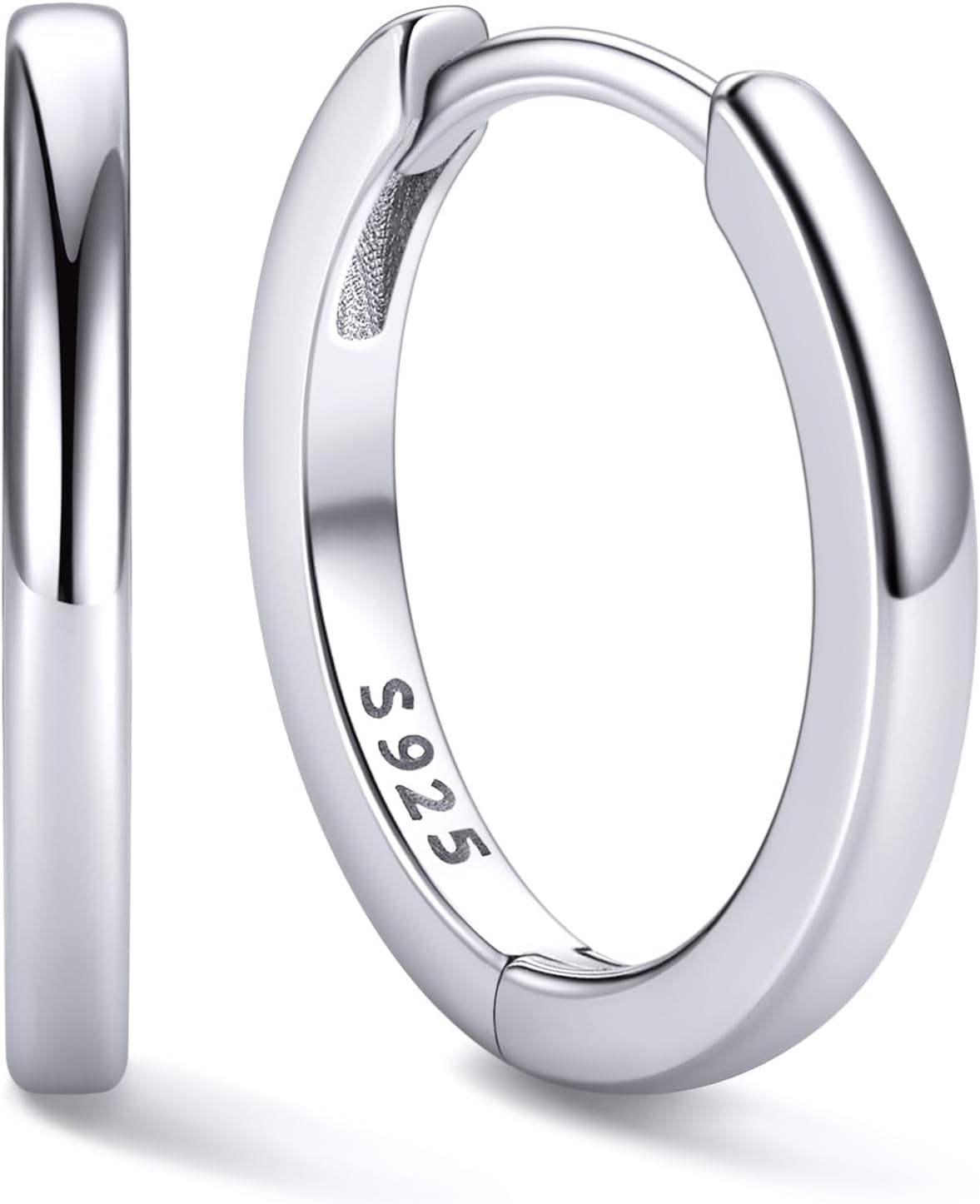 Women's 925 Sterling Silver Huggie Hoop Earrings - Eight Sizes from 6mm to 20mm, Four Finishes for Everyday Stacking - 2