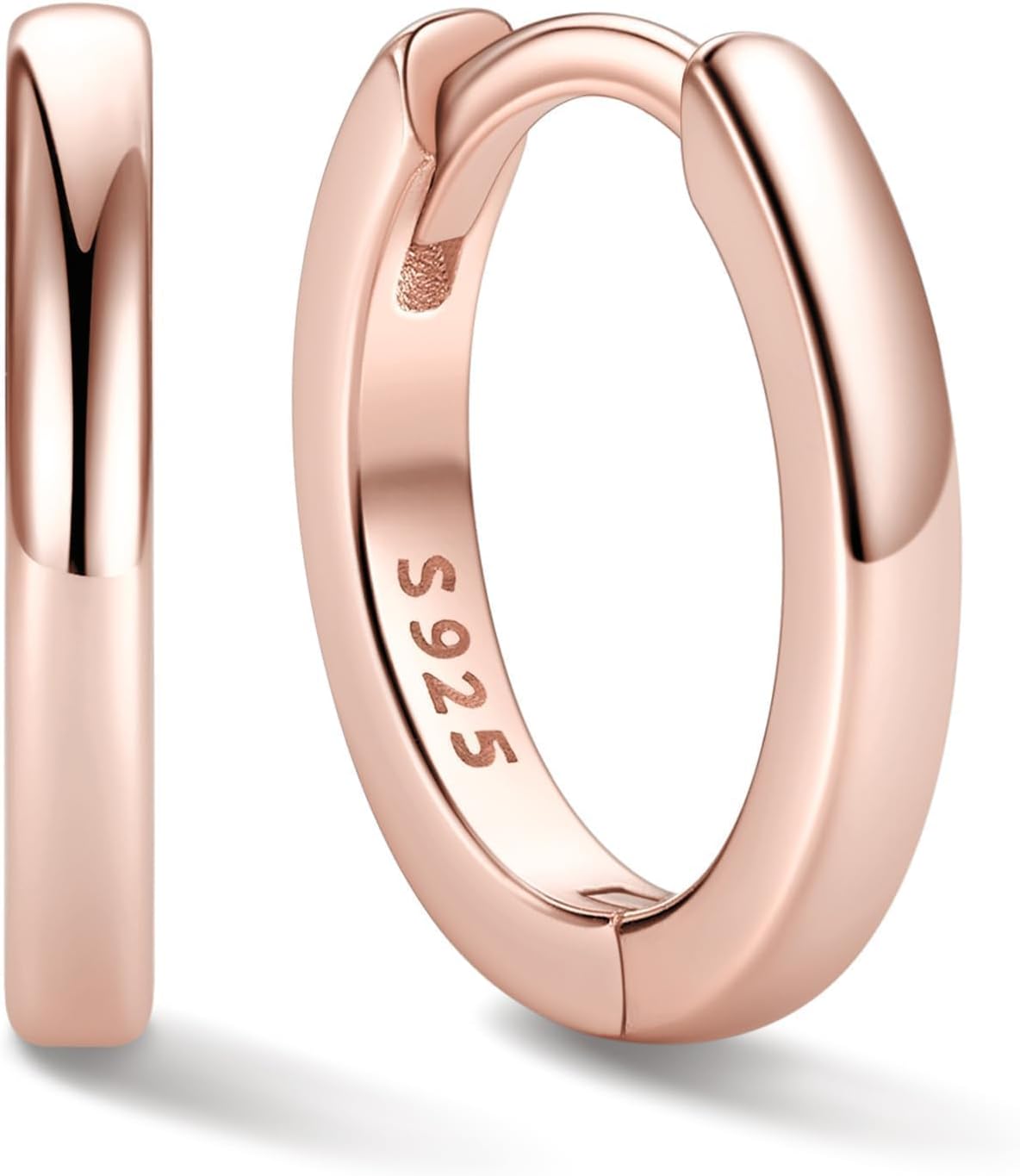 Women's 925 Sterling Silver Huggie Hoop Earrings - Eight Sizes from 6mm to 20mm, Four Finishes for Everyday Stacking - 6