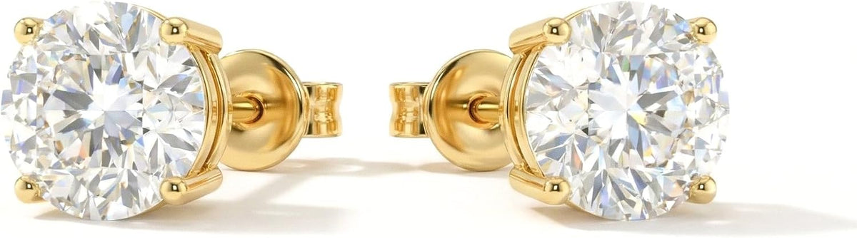 Women's Birthstone Stud Earrings - 925 Sterling Silver, 14K Gold Plated or Gold Vermeil, Thirteen Stones for Gifting - 0