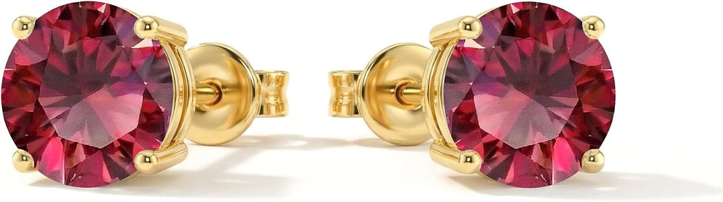 Women's Birthstone Stud Earrings - 925 Sterling Silver, 14K Gold Plated or Gold Vermeil, Thirteen Stones for Gifting - 1
