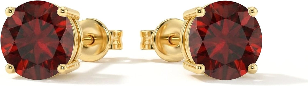 Women's Birthstone Stud Earrings - 925 Sterling Silver, 14K Gold Plated or Gold Vermeil, Thirteen Stones for Gifting - 0