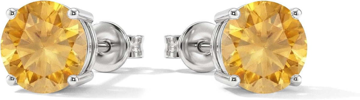 Women's Birthstone Stud Earrings - 925 Sterling Silver, 14K Gold Plated or Gold Vermeil, Thirteen Stones for Gifting - 0