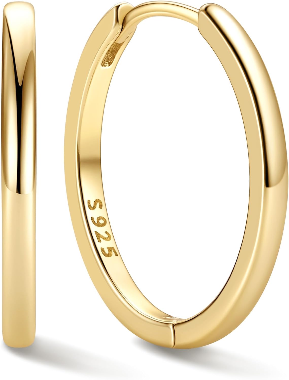 Women's 925 Sterling Silver Huggie Hoop Earrings - Eight Sizes from 6mm to 20mm, Four Finishes for Everyday Stacking - 8