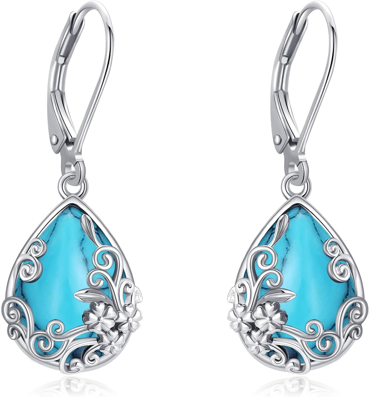 Women's Black Onyx Filigree Drop Earrings - 925 Sterling Silver Scrollwork, Eight Stone and Motif Styles for Evening Wea