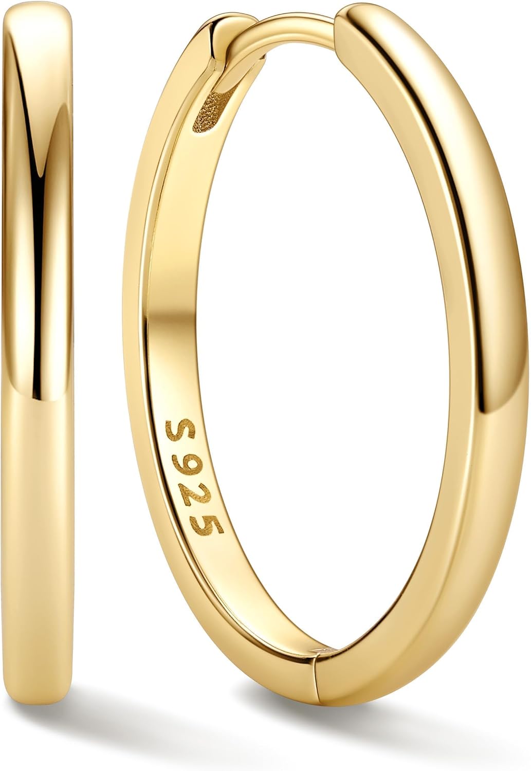 Women's 925 Sterling Silver Huggie Hoop Earrings - Eight Sizes from 6mm to 20mm, Four Finishes for Everyday Stacking - 2