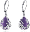 Women's Black Onyx Filigree Drop Earrings - 925 Sterling Silver Scrollwork, Eight Stone and Motif Styles for Evening Wea