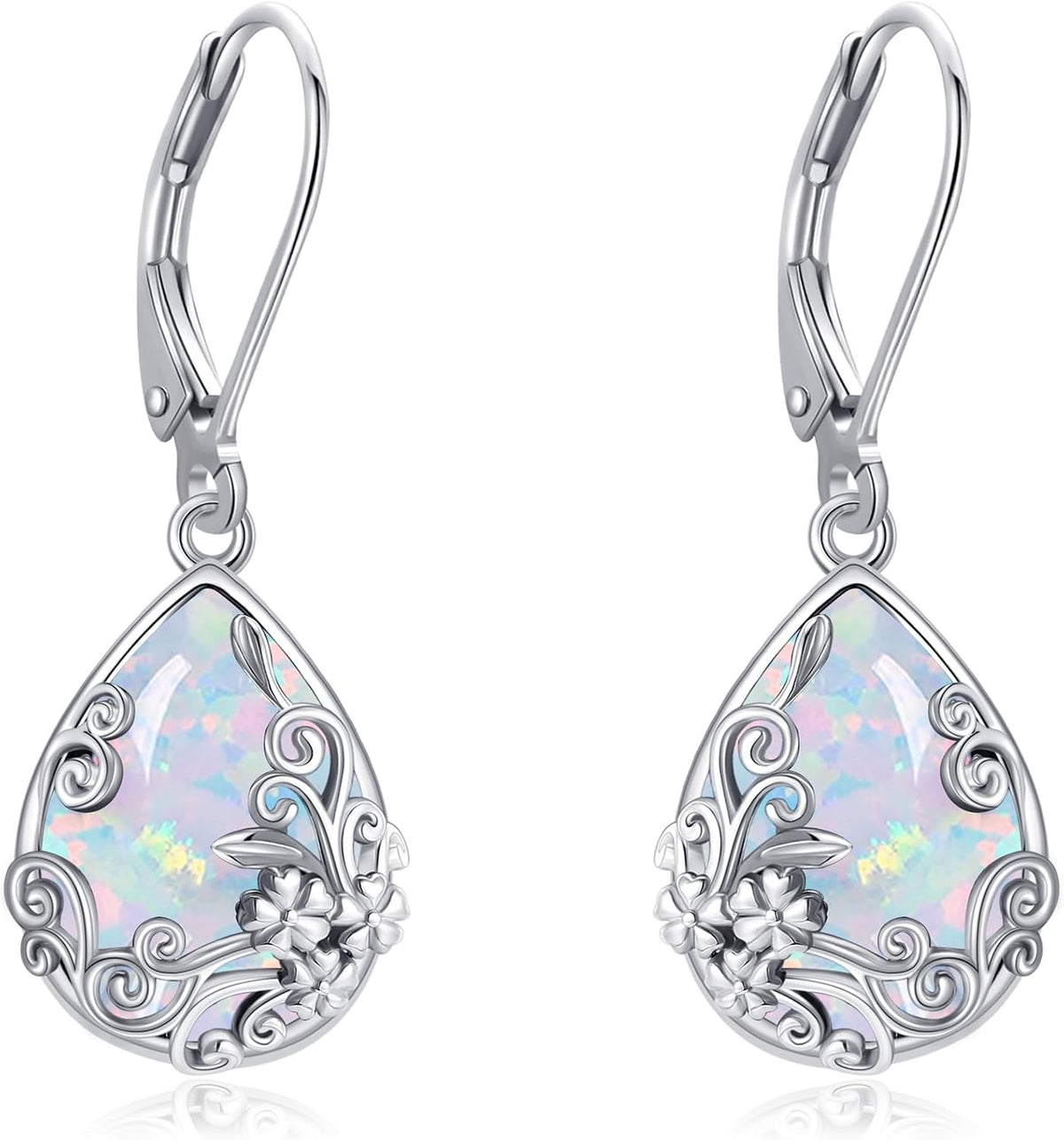 Women's Black Onyx Filigree Drop Earrings - 925 Sterling Silver Scrollwork, Eight Stone and Motif Styles for Evening Wea