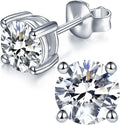 Women's Moissanite Stud Earrings - Sterling Silver with Round, Halo, Heart and Flower Settings in Nine Finishes - 1 CT/P