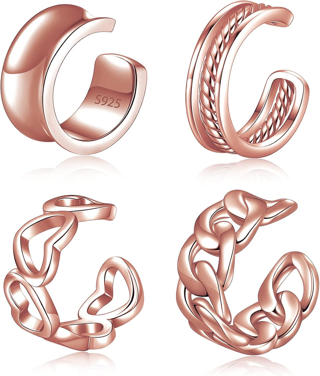 Women's 925 Sterling Silver Ear Cuffs - Non Piercing Adjustable Conch and Helix Cuffs in Thirty Styles for Layering - Ea