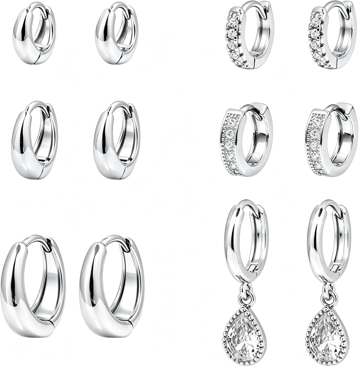 Chunky Huggie Hoop Earring Set - 14K Gold Plated, Up to Eighteen Pairs for Stacking