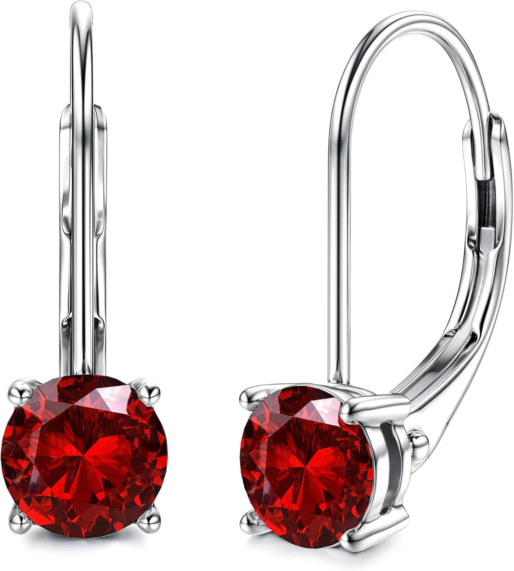 Women's Moissanite Leverback Drop Earrings - Round Brilliant Cut, 925 Sterling Silver, Thirteen Colour Pairings for Wedd