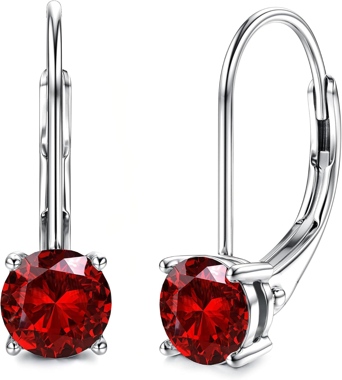Women's Moissanite Leverback Drop Earrings - Round Brilliant Cut, 925 Sterling Silver, Thirteen Colour Pairings for Wedd