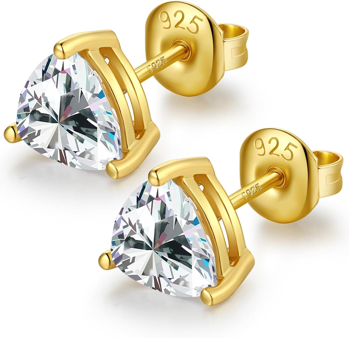 Unisex Cubic Zirconia Stud Earrings - 925 Sterling Silver in Heart, Oval, Emerald and Marquise Cuts from 4mm to 8mm - 5.