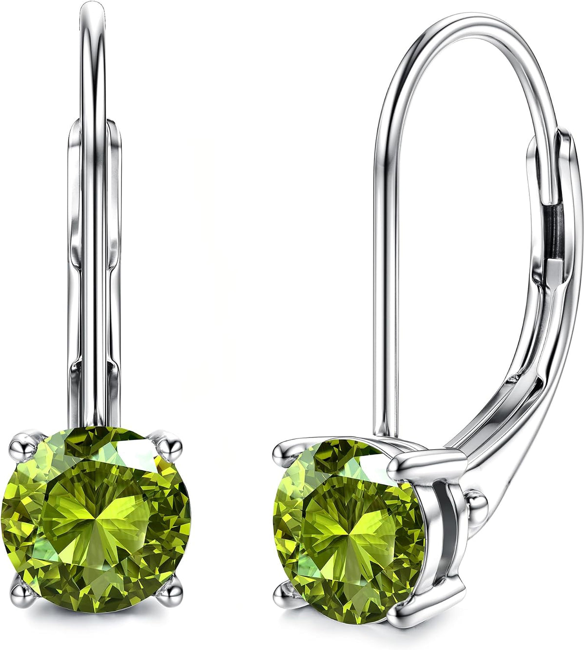 Women's Moissanite Leverback Drop Earrings - Round Brilliant Cut, 925 Sterling Silver, Thirteen Colour Pairings for Wedd