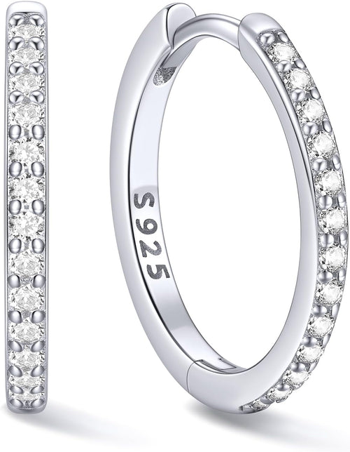 Women's Cubic Zirconia Hoop Earrings - 925 Sterling Silver, Eight Sizes from 6mm to 20mm in Three Finishes for Daily Wea