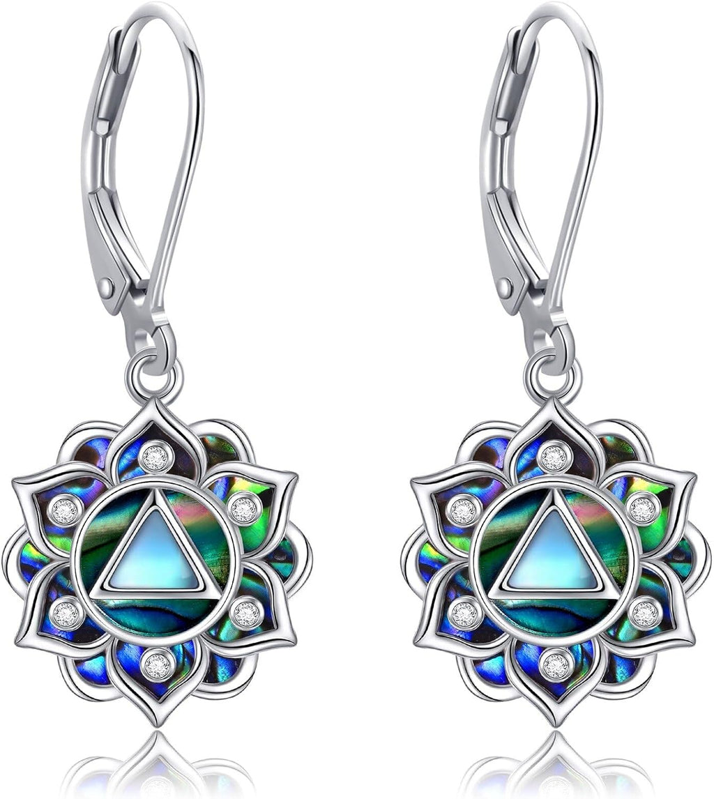 Women's Sterling Silver Lotus Flower Drop Earrings - Openwork Petals, Nine Motif Styles, Lightweight Dangles for Yoga Gi