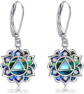 Women's Sterling Silver Lotus Flower Drop Earrings - Openwork Petals, Nine Motif Styles, Lightweight Dangles for Yoga Gi
